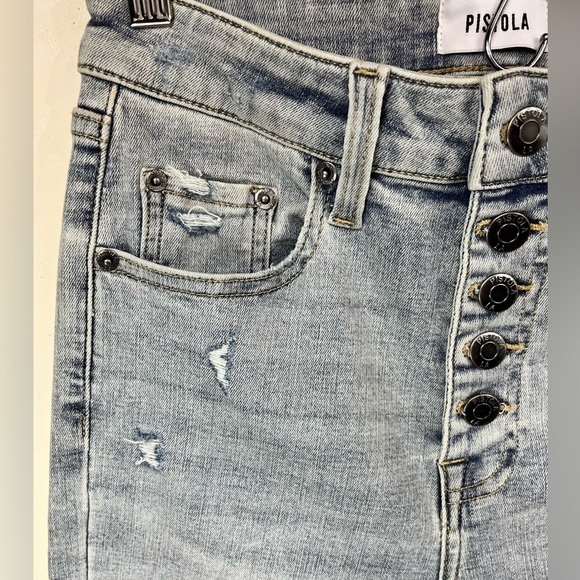 Pistola High Rise Exposed Front Button Up Slightly Distressed Skinny Jean 26 - Picture 4 of 11